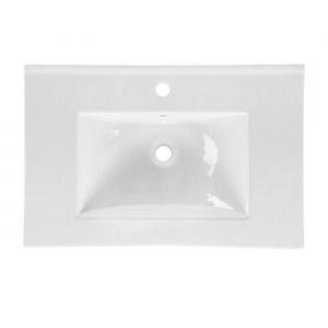 Vasque &agrave; encastrer 80 cm en c&eacute;ramique blanche brillante &ndash; Vasque rectangulaire design