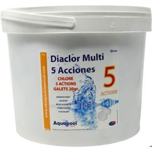 Chlore 5 Actions Pastilles de 20G 5KG - Traitement Tout-en-Un 5 Actions/Pastilles 20g de Chlore stabilisé