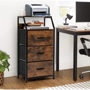 GIANTEX Meuble de Rangement Style Industriel à 3 Tiroirs Pliables et AmoviblesCommode/Armoire RangementCadre en