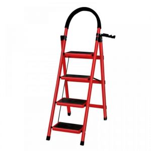 MIPAN ESCABEAU   &eacute;chelle de maison avec main courante 4 &eacute;chelons &eacute;chelle pliante 133*74*39 cm  rouge