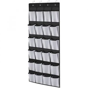 Range Chaussures Porte Suspendu en Tissu Avec 24 Poches 150 x 50 cm Organisateur de Chaussures Pour Placard de Salle de Bain Chambre