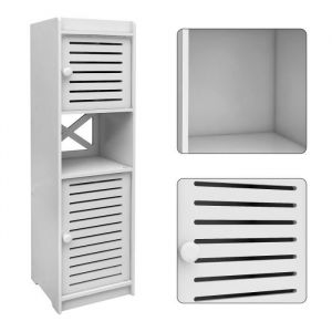 Colonne de salle de bain HOMEWELL - Blanc - 20x20x75 cm - Design contemporain - Porte - Laqué