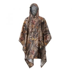 Poncho Pluie Imperm&eacute;able Capuche 3 En 1 Cape De Pluie Multifonctionnel Avec Sac De Transport Pour Camping Randonn&eacute;e - Camouflage