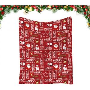 150x200cm Couverture en Flanelle Duveteuse Couverture en Microfibre Rouge en Forme de Père Noël pour Canapé Lit Canapé Noël