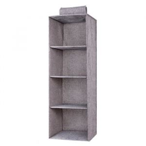Étagère de Penderie à Suspendre 4 Niveaux Rangement Suspendu Tissu Pliable Étagère à Suspendre Lavable 27x27x80 cm Gris