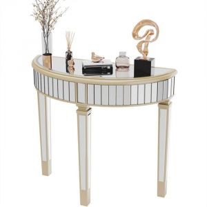 Console Meuble Entr&eacute;e Salon - Table Console Design en Verre - Meuble dAppoint Bout de Canap&eacute; pour Chambre Couloir 90x35x80.5cm
