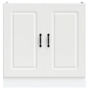 Meuble bas pour &eacute;vier - vidaXL - Kalmar - 80x46x815 cm - Blanc - Bois ding&eacute;nierie - Pieds r&eacute;glables - Capacit&eacute; 60 kg