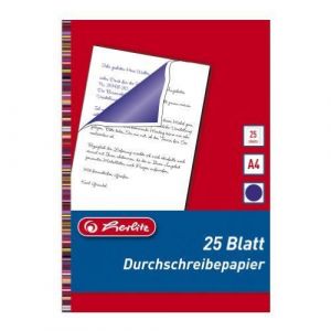 Papier carbone - Herlitz - 10303717 - A4 - Lot de 25 feuilles - Couleur Bleu
