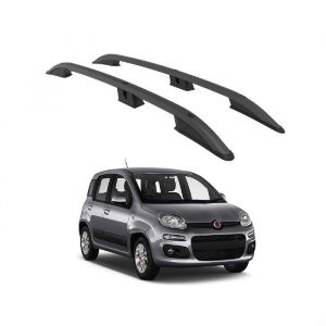 TURTLE RAILS DE TOIT Barres Set Cross Rail pour CROWN FIAT PANDA 319 2012 - 2024 (HATCHBACK) Noir