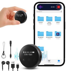 Enregistreur Vocal avec 64 Go de Mémoire Micro Espion Appareil Découte Espion Rechargeable par USB Dictaphone Enregistreur Vocal