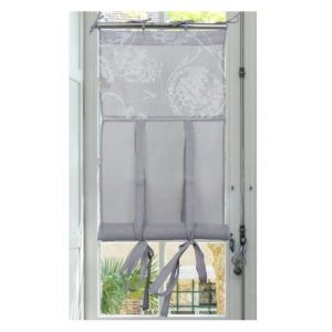 Autrefois Rideau enrouleur et brise bise 80 x 160 cm Gris Nice Lin brodé Voilage Broderie Style Charme Petit Rideau Fin