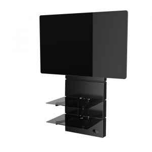 Meliconi - Meuble TV avec support intégré GHOST DESIGN 3500 Noir mat - TV de 32 à 70 - VESA 400 - Etagères verre trempé
