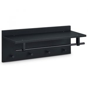 Porte-manteaux mural ULF coloris noir mat penderie murale avec 1 &eacute;tag&egrave;re de rangement 1 tringle et 4 pat&egrave;res