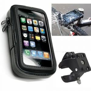 Support Téléphone - Moto/Scooter/Vélo - Housse Étanche - Compatible iPhone 4/5 - Noir - Plastique