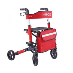 AREBOS Déambulateur Rouge 4 Roues  Déambulateur Pliable/Rollator  Assise et dossier/max. 136 kg  Réglable en hauteur