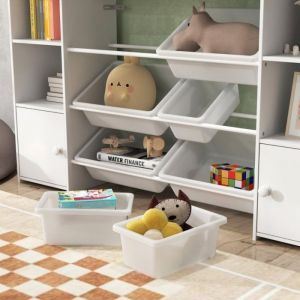 &Eacute;tag&egrave;re Enfant Blanc 8 Cases Amovibles-Organisation Jouets et Livres-Rangement Chambre Pratique-Design Moderne et Fonctionnel