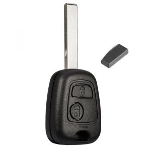 Coque Plip Clé Télécommande pour Peugeot 107 207 307 407 106 206 306 Citroen C1 C2 C3 C4 C5 Lame HU83 +1 Transpondeur PCF7936 ID46