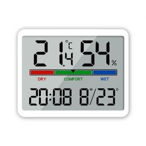 Horloge Électronique LCD Fine Murale Et Magnétique Réveil Numérique De Température Et Dhumidité Date Blanc