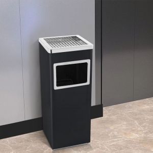 QUIIENCLEE Poubelle avec Cendrier pour Intérieur/Extérieur Cendrier sur Pied avec Poubelle Acier