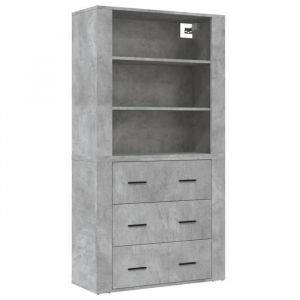 Buffet bahut commode armoire meuble de rangement organisateur cuisine salle de s&eacute;jour salon haut bois ding&eacute;nierie gris 02_0034726