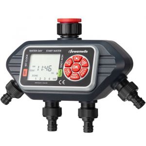 DEWENWILS Programmateur d’arrosage extérieur 4 voies - 4 programmes par zone- minuteur d’arrosage automatique pour jardin - étanche