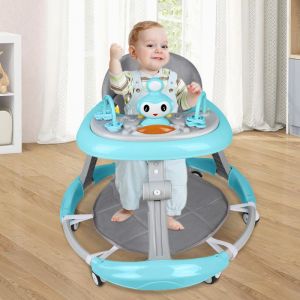 SUPFINE 3 en 1 Trotteur Marchette Bébé Pliable Réglable en Hauteur Anti-renversemen avec Roues Silencieuses à 360 degrés