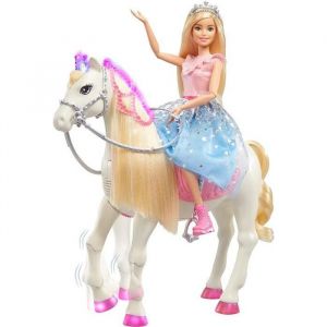 Barbie Princesse Adventure poup&eacute;e blonde articul&eacute;e et son cheval merveilleux lumi&egrave;res sons et mouvements r&eacute;alistes jouet pour enfa