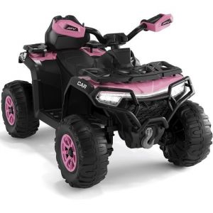Quad &Eacute;lectrique Enfant 12V 4 Roues Tout-Terrain 2 Moteurs T&eacute;l&eacute;commande Parentale LED Musique Bluetooth USB D&egrave;s 3 Ans Rose
