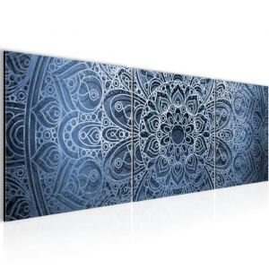 Runa art Tableau D&eacute;coration Murale Mandala Abstrait 120x40 cm - 3 Panneaux Deco Toile Pr&ecirc;t &agrave; Accrocher 101233b