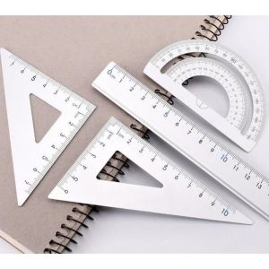 Métal Kit Géométrie4 Pièces15cm Règle180°Rapporteur 60°Equerre 45°EquerreFournitures Scolaires pour étudiants Dessin