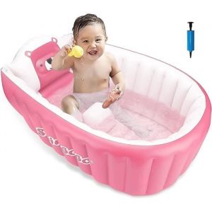 Baignoire Gonflable Pour BébéBaignoire Anti-Glissante Pliable Voyage Epais Bébé Bain Douche Bassine Siège(Bébés de 0 à 46 mois).
