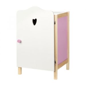 Armoire de Poupée Scarlett - ROBA - Rangement pour Vêtements et Accessoires de Poupées - Bois Blanc / Rose