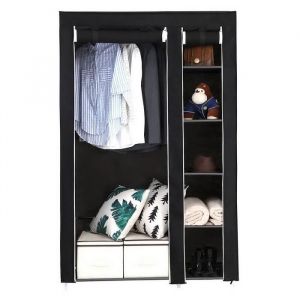 Armoire de Rangement Penderie souple en Tissu Non-tissé - 110*45*175cm-Noir