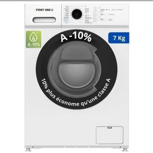 Lave-linge frontal FIRST ONE FLL71200WH - 7 Kg - 1200 trmn - 16 programmes - Eco - Intensif -  Rapide  Trs Faible conso