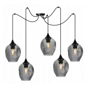 Light-Home Prage Spider Suspension Luminaire Lustre Araignée - Verre - À 5 Lumières - Graphite