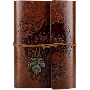 Carnet De Notes Vintage En Cuir Avec Pages ViergesCarnet RechargeableCarnet De Voyage Agenda Pour Femmes Filles Cadeaux-A6(Brun)