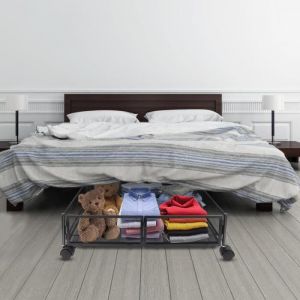 Rangement sous Lit avec Roulettes - JEOBEST - Noir - 60*40*17cm