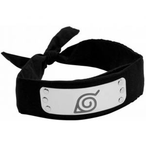 Bandeau de symbole Naruto Konoha - Accessoire de costume Shippuden - Noir argent - 90 x 5 cm