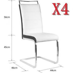 Lot de 4 chaises Mia blanches pour salle &agrave; manger - Lot de 4 chaises de salle &agrave; manger en cuir Simili