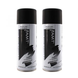 Lot de 2 Bombe de Peinture Noir Mat 330ml - Spray Aérosol Décoration - BPA01