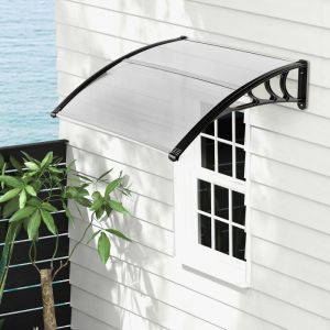 Marquise de Porte Exterieur - RELAX4LIFE - 102X99CM - Auvent Porte D’entrée en Polycarbonate - Protection Contre Pluie -Transparent