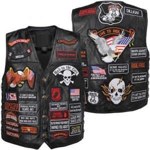 Blouson de moto homme Vintage en cuir v&eacute;ritable gilet de moto r&eacute;tro appropri&eacute; pour Harley moto Noir#XXXL