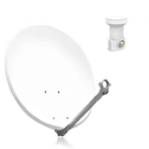 HDME Parabole satellite acier blanche 80cm + LNB Single HD Redline 01dB idéal Astra Eutelsat