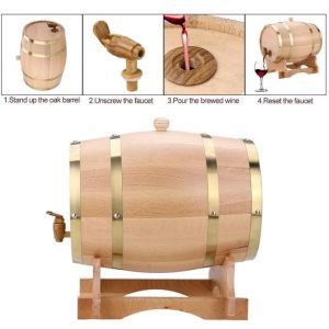 10L tonneau en bois de ch&ecirc;neFontaine &agrave; boisson Distributeur avec robinet Cave Tonneau de vin Bois -CYA