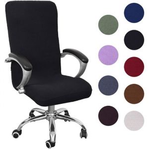 Housse de chaise bureau extensible microfibre lavable 70-78cm noir confortable pour fauteuil de direction