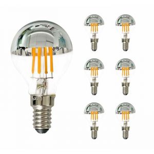 6pcs Ampoule LED E14 Dimmable Edison 4W &eacute;quivalent 40 Watts G45  Miroir Ampoules &agrave; Filament LED &agrave; Pointe Argent&eacute;e Blanc Chaud