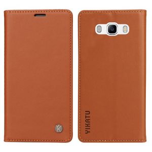 Coque Samsung Galaxy J5 2016 / J510 PU Etui en Cuir Etui à Fentes pour Cartes Samsung Galaxy J5 2016 / J510 Magnétique brun