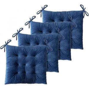 Lot de 4 Coussins de Chaise 40 x 40 x 4.5 cm Coussin Chaise Exterieur Coussin de Jardin Id&eacute;al Galette Chaise PolyesterMarine