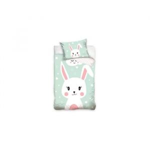 Parure lit Housse de couette réversible  Rabbit  100% coton pour bébé 90 x 120 cm lapin