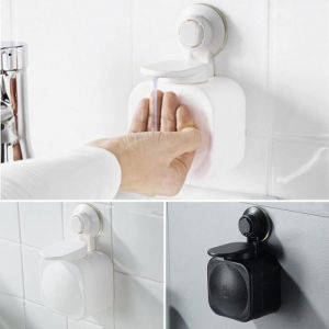 Distributeur de savon mural rechargeable &agrave; ventouse sans per&ccedil;age pour salle de bain ou cuisine (blanc) Label